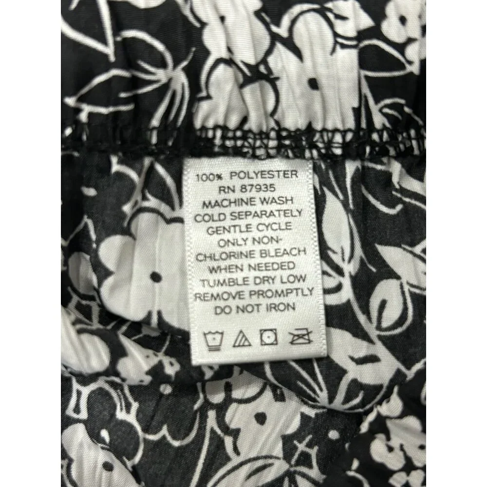 Susan Graver Womens Black White Floral Tiered Skirt Sz 2X